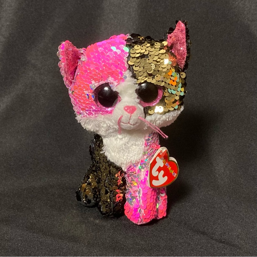 ⭐️ 2018 Ty Flippables Malibu The Cat Sequined Beanie Boo